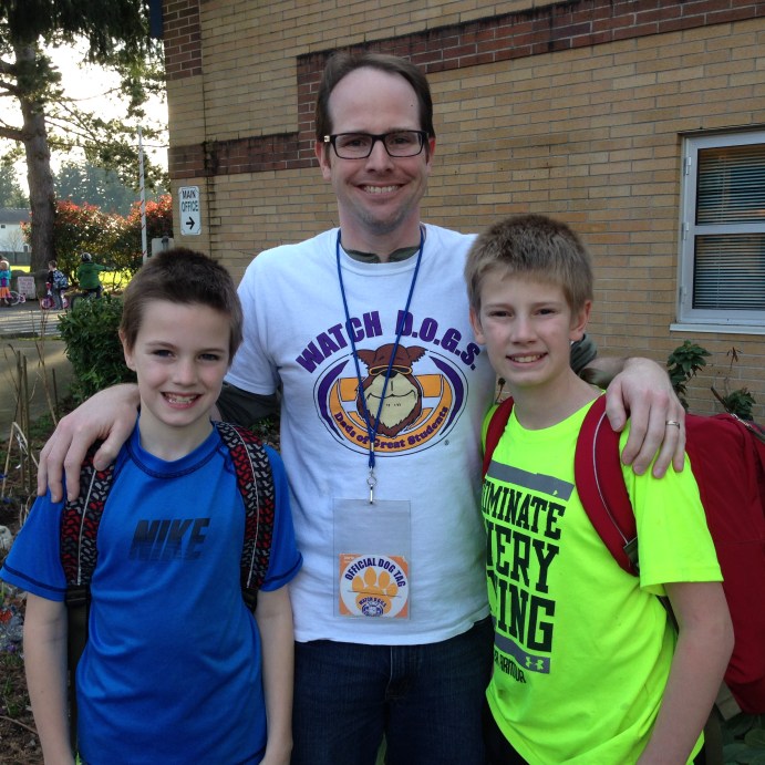 Jeff Switzer volunteering with WATCH D.O.G.S. at his boys' school.