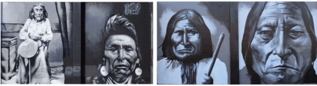 Above, Indian Heritage murals at Seattle’s Wilson Pacific School, painted by local artist Andrew Morrison, who is leading the graffiti contest for youth.