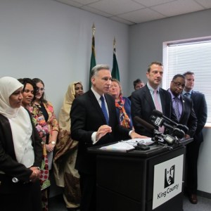 Executive Constantine announces the launch of the Youth and Family Homelessness Prevention Initiative.